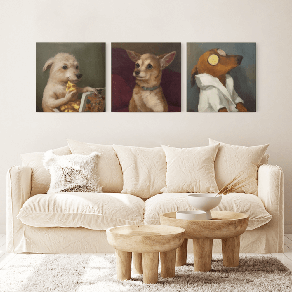 Creative Animal Pattern Design,Square Triple Frameless Canvas Painting