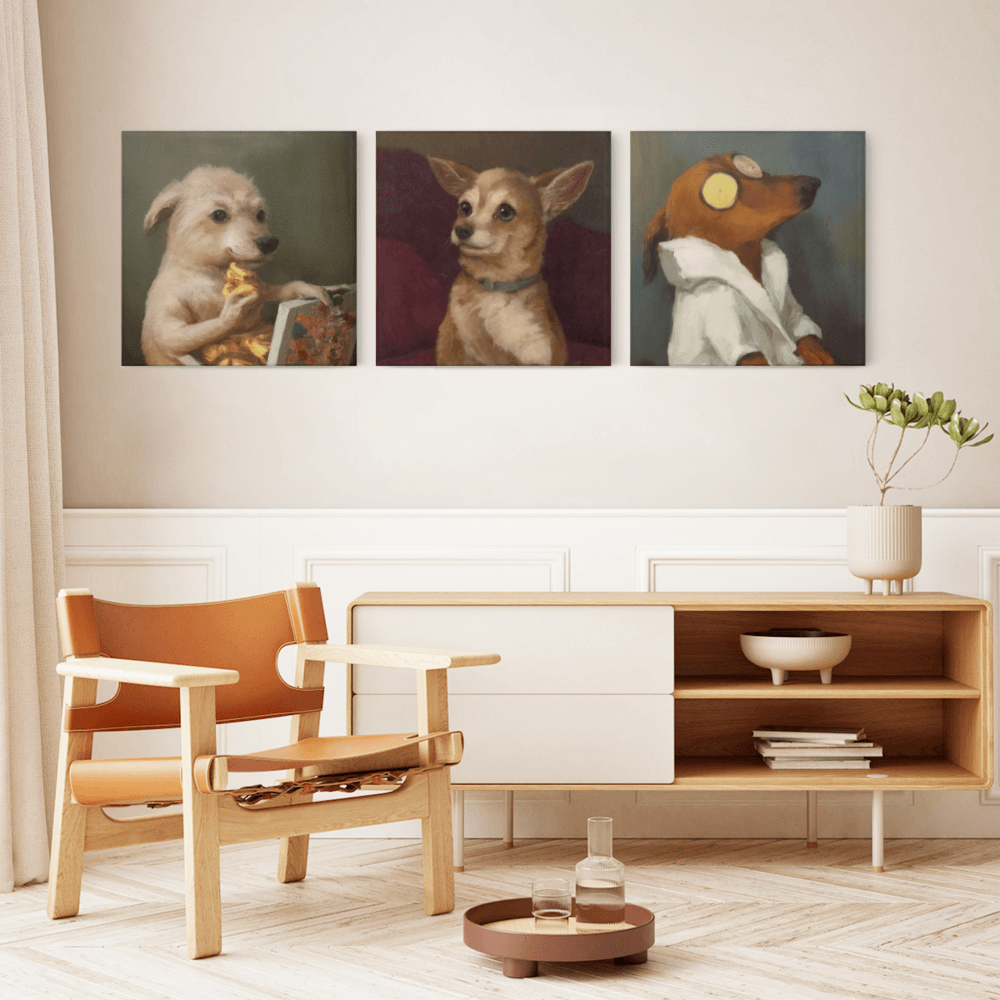 Creative Animal Pattern Design,Square Triple Frameless Canvas Painting