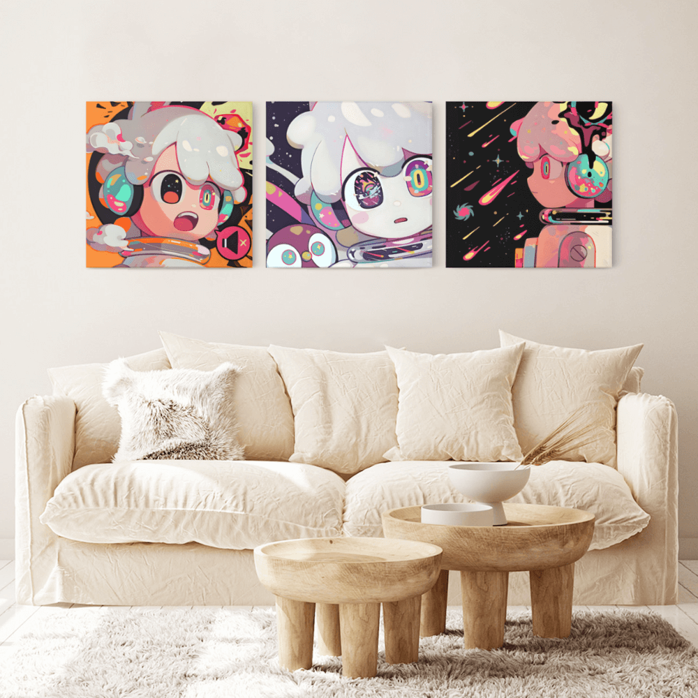 Creative Pattern Design,Square Triple Frameless Canvas Painting