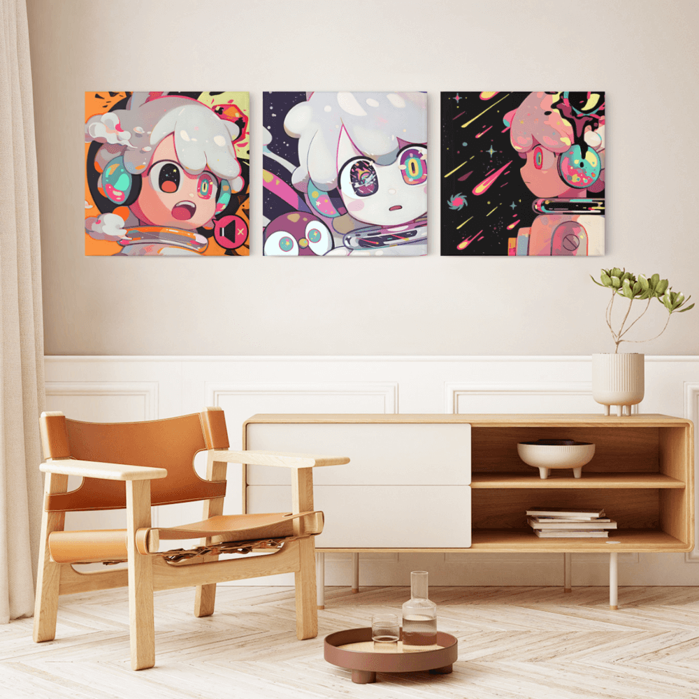 Creative Pattern Design,Square Triple Frameless Canvas Painting