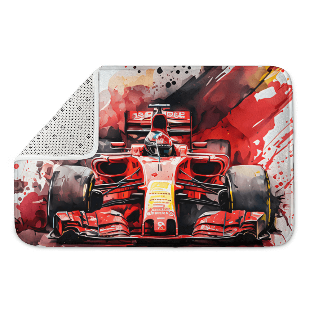 Racing Car Creative Illustration， Rectangular Non-Slip Soft And Comfortable Floormat