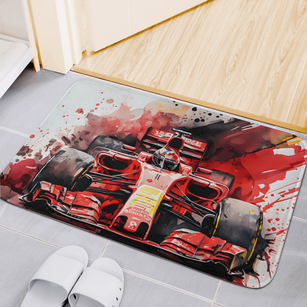 Racing Car Creative Illustration， Rectangular Non-Slip Soft And Comfortable Floormat