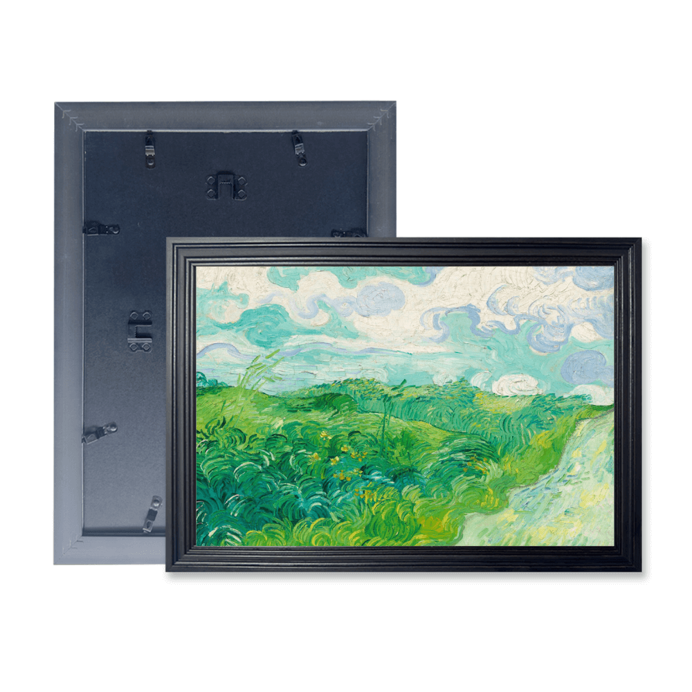 Van Gogh Green Wheat Field Oil Painting, Horizontal Framed Simple Decorative Canvas Painting