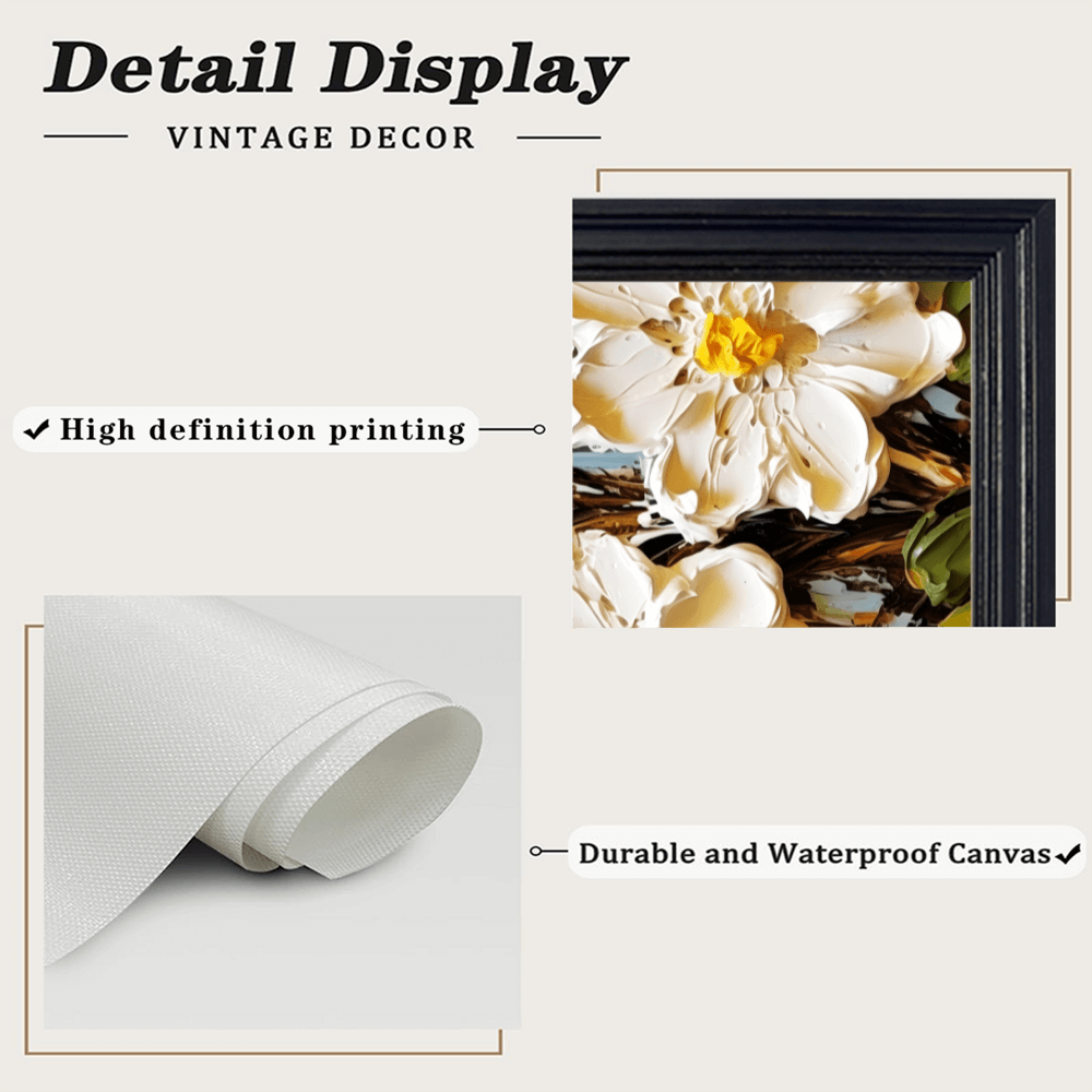 Oil Painting Texture Flower Creative Pattern, Horizontal Framed Simple Decorative Canvas Painting