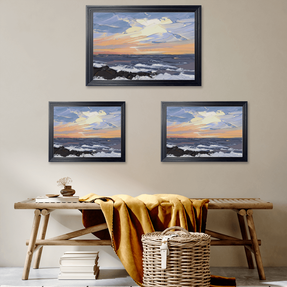 Oil Painting Landscape Pattern, Horizontal Framed Simple Decorative Canvas Painting