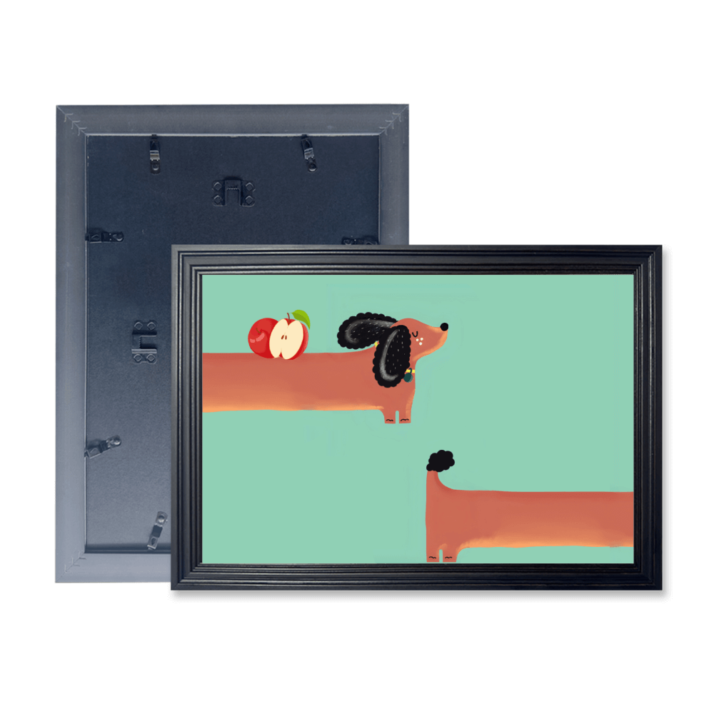 Dachshund Dog Creative Pattern, Horizontal Framed Simple Decorative Canvas Painting