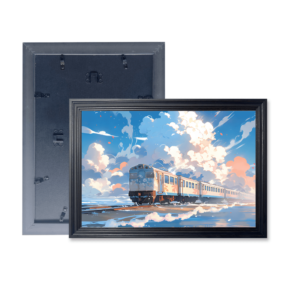 Hayao Miyazaki's Train Journey Scenery, Horizontal Framed Simple Decorative Canvas Painting