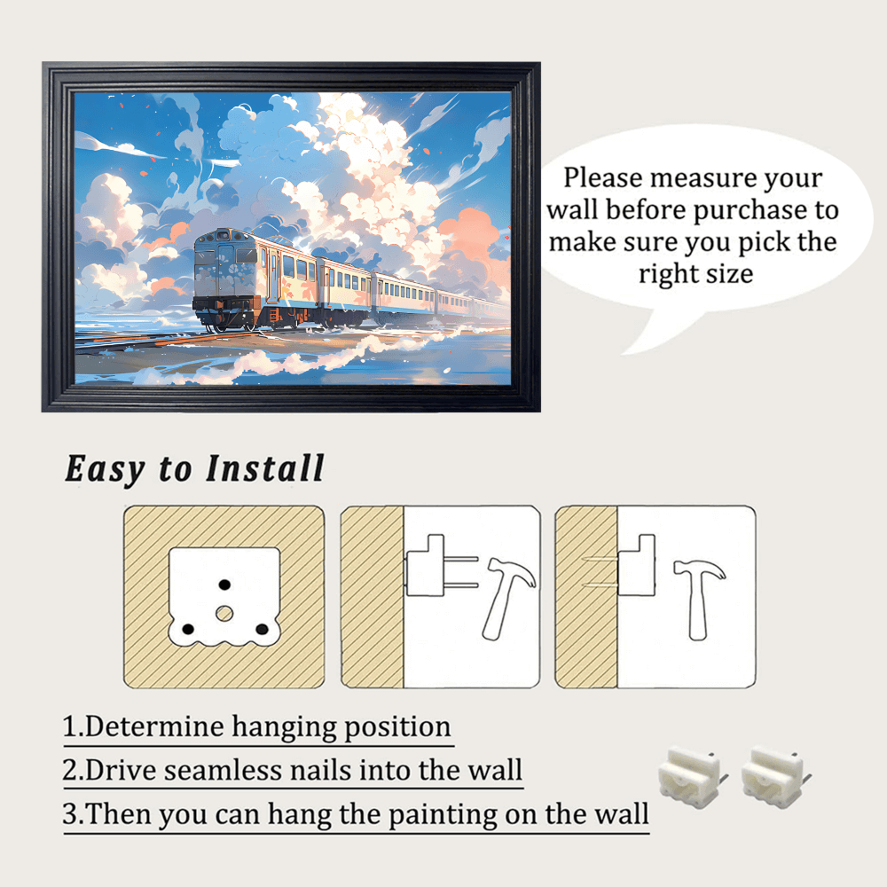 Hayao Miyazaki's Train Journey Scenery, Horizontal Framed Simple Decorative Canvas Painting