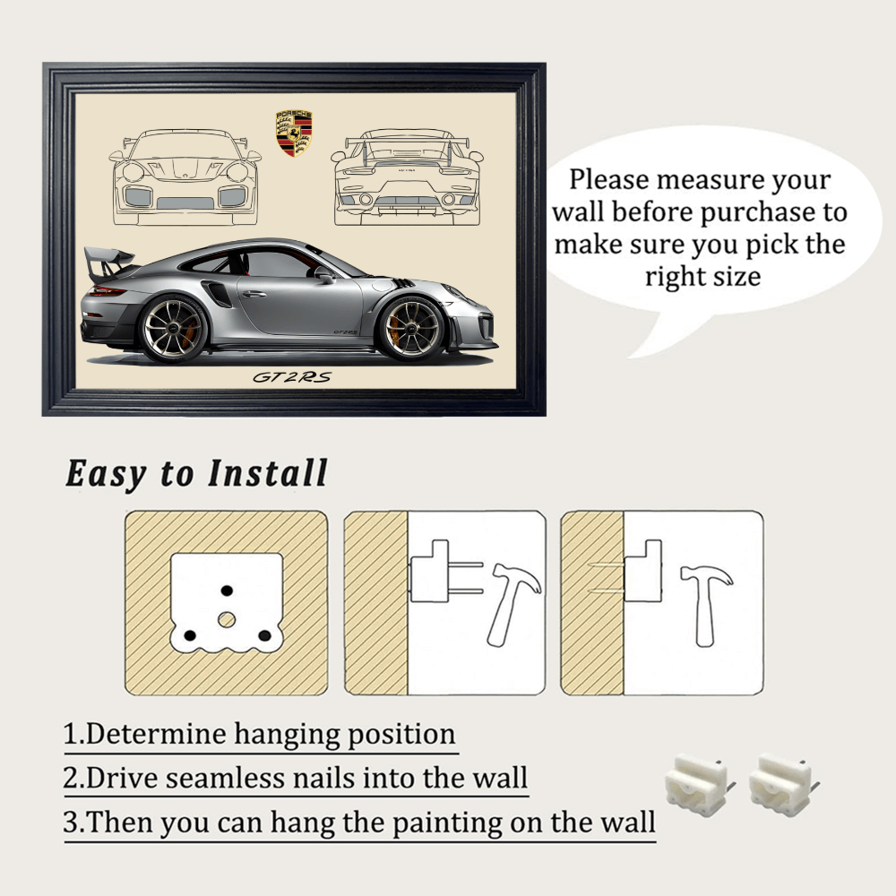 Car Model Creative Pattern， Horizontal Framed Simple Decorative Canvas Painting