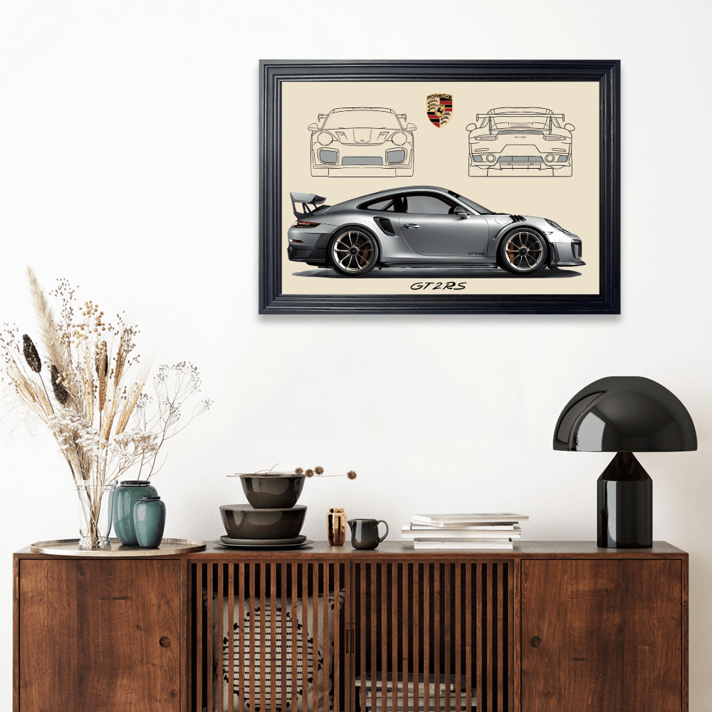 Car Model Creative Pattern， Horizontal Framed Simple Decorative Canvas Painting