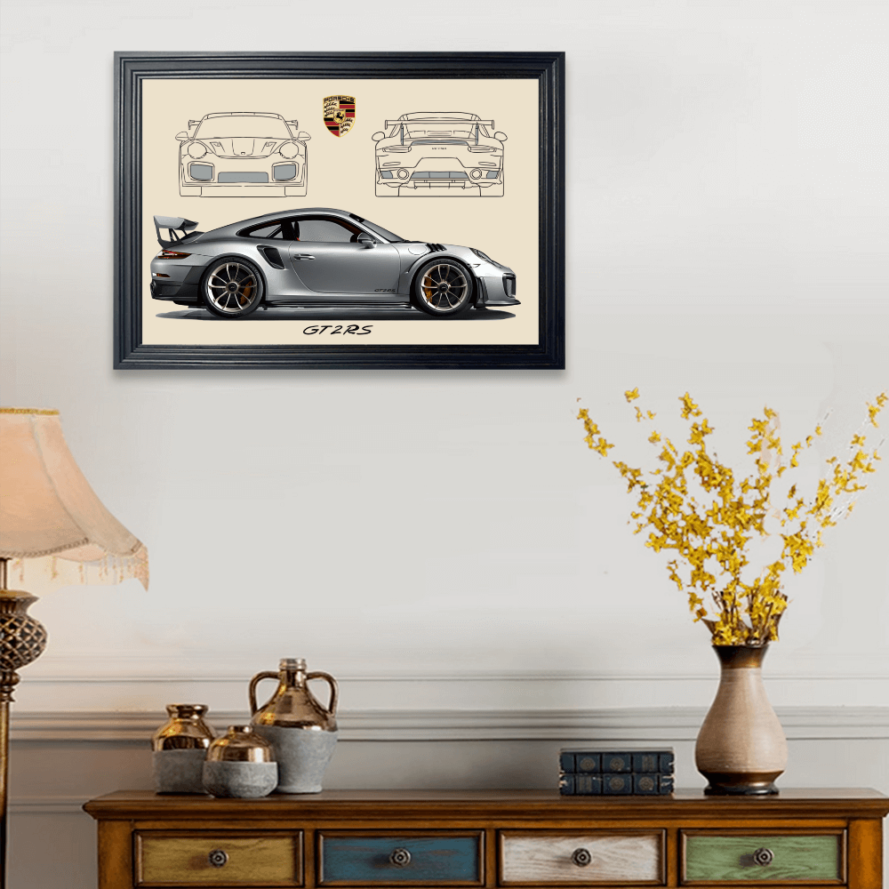 Car Model Creative Pattern， Horizontal Framed Simple Decorative Canvas Painting