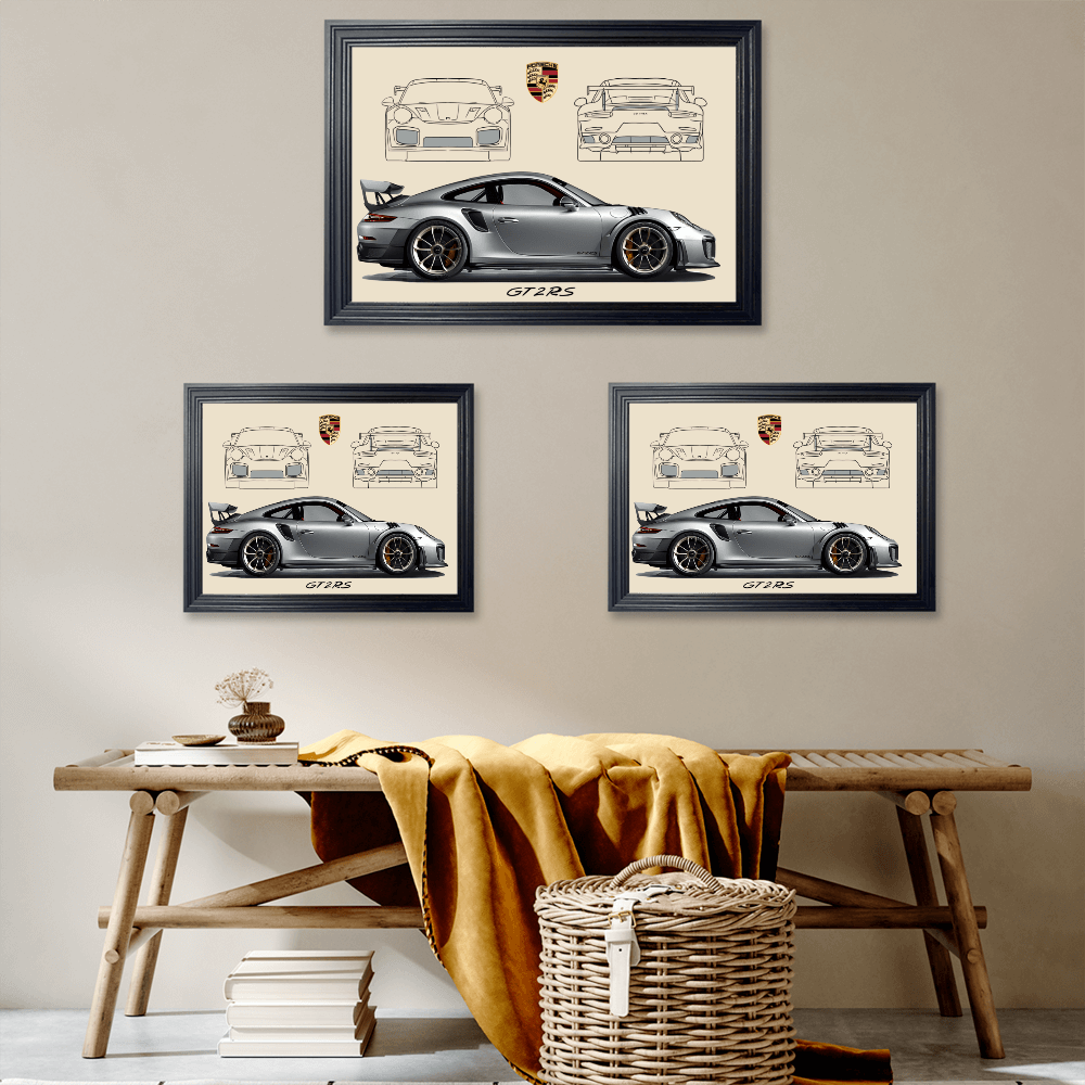 Car Model Creative Pattern， Horizontal Framed Simple Decorative Canvas Painting