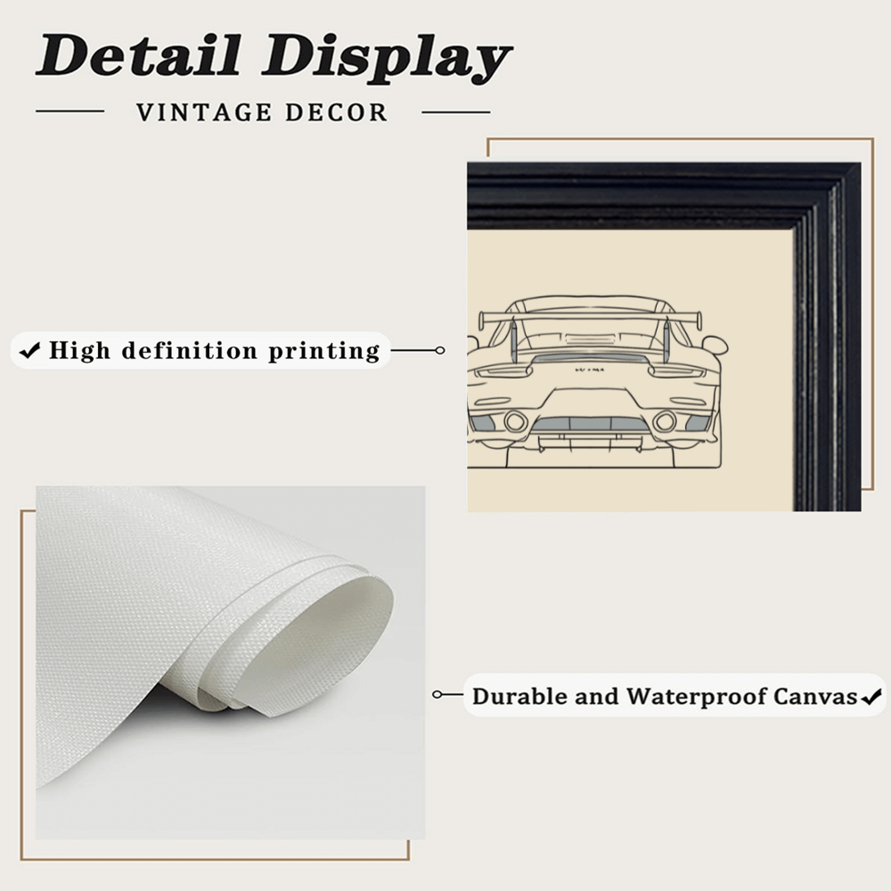 Car Model Creative Pattern， Horizontal Framed Simple Decorative Canvas Painting