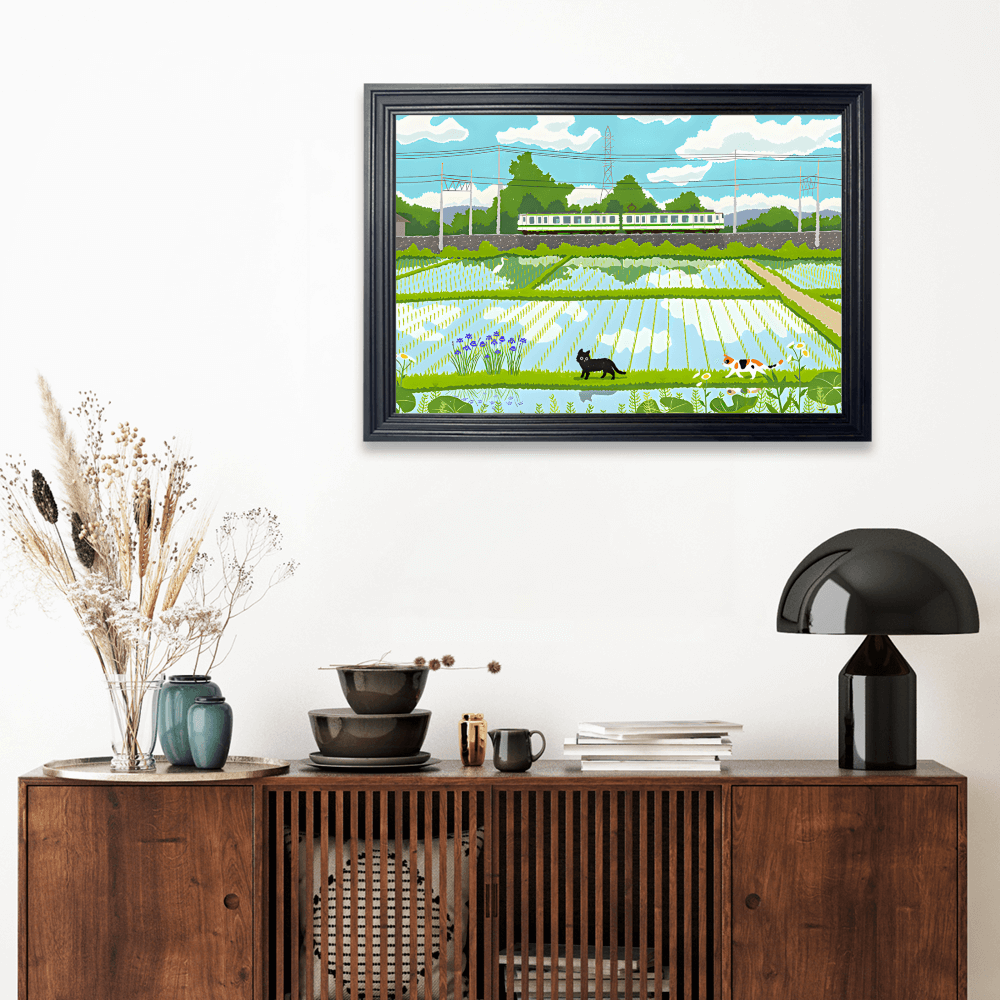 Creative Illustration Of Farmland, Horizontal Framed Simple Decorative Canvas Painting