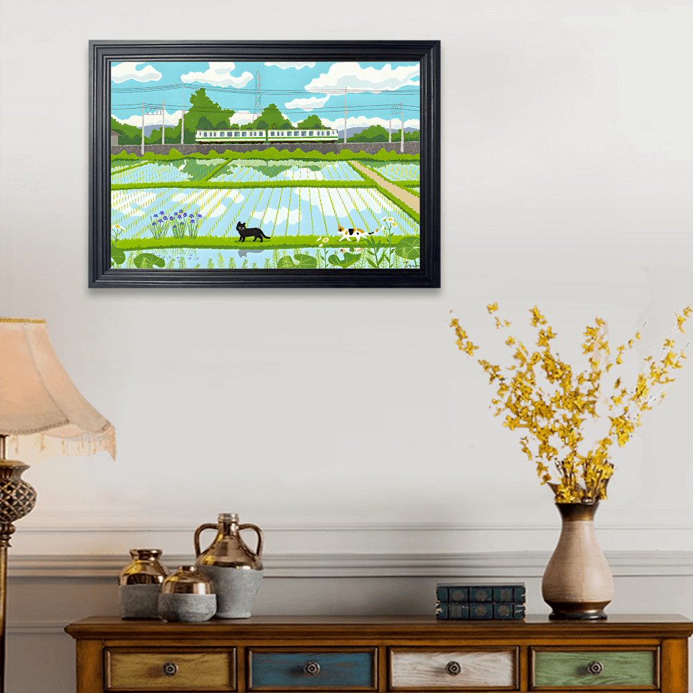 Creative Illustration Of Farmland, Horizontal Framed Simple Decorative Canvas Painting