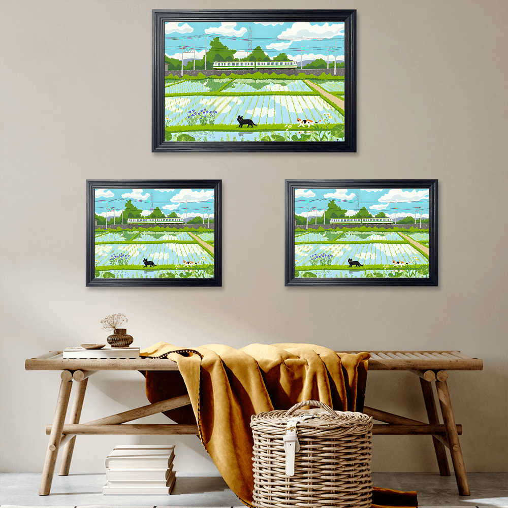 Creative Illustration Of Farmland, Horizontal Framed Simple Decorative Canvas Painting