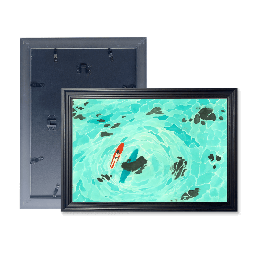 Creative Illustration Of Small Fish In Pond， Horizontal Framed Simple Decorative Canvas Painting