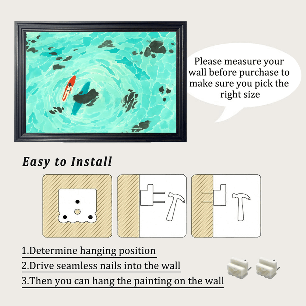 Creative Illustration Of Small Fish In Pond， Horizontal Framed Simple Decorative Canvas Painting