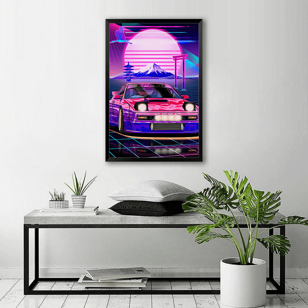 Cyberpunk Style Design Pattern, Vertical Framed Simple Decorative Canvas Painting