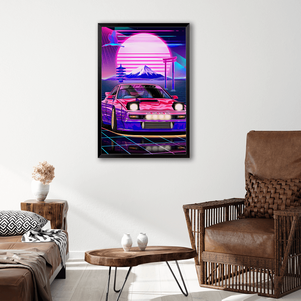 Cyberpunk Style Design Pattern, Vertical Framed Simple Decorative Canvas Painting