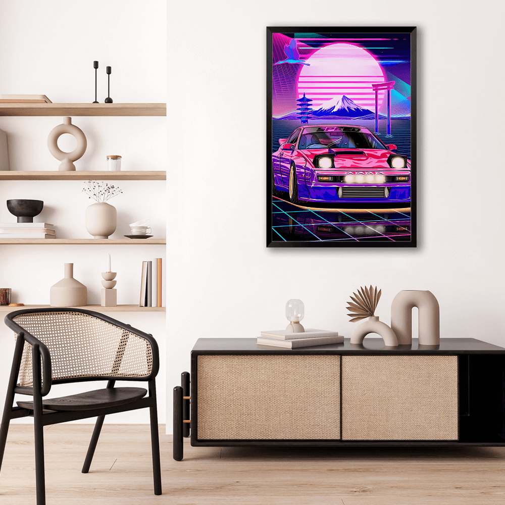 Cyberpunk Style Design Pattern, Vertical Framed Simple Decorative Canvas Painting