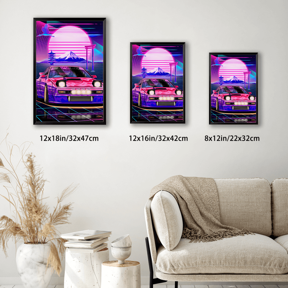 Cyberpunk Style Design Pattern, Vertical Framed Simple Decorative Canvas Painting