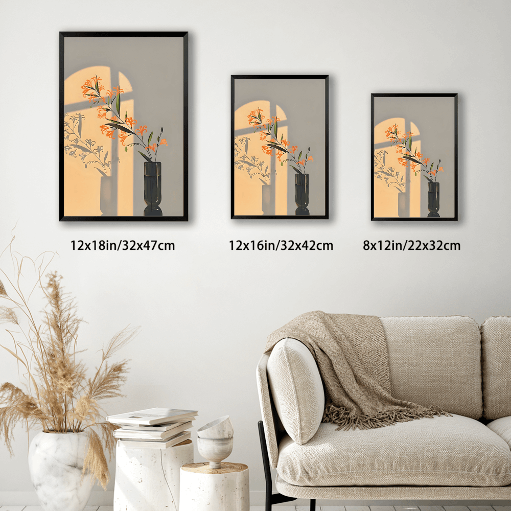 Light And Shadow Bouquet Creative Design,Vertical Framed Simple Decorative Canvas Painting