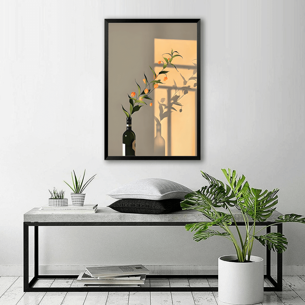 Light And Shadow Bouquet Creative Pattern,Vertical Framed Simple Decorative Canvas Painting