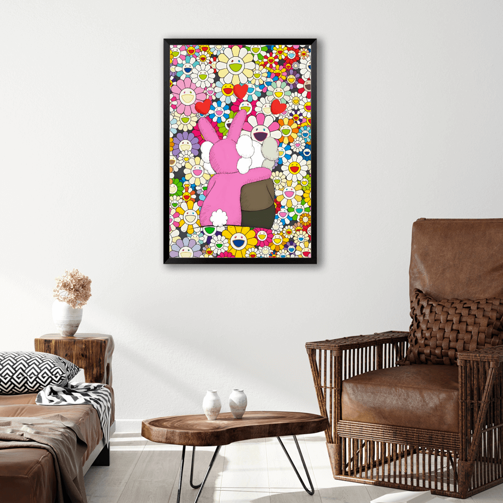 Sunflower Fashion Brand Murakami Tree Kaws,Vertical Framed Simple Decorative Canvas Painting