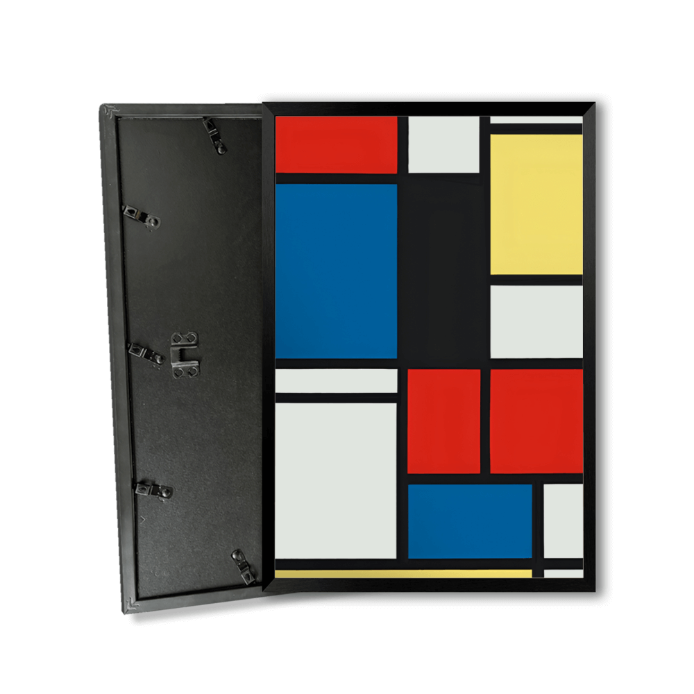 Displaced Color Blocks Simple Style,Vertical Framed Simple Decorative Canvas Painting