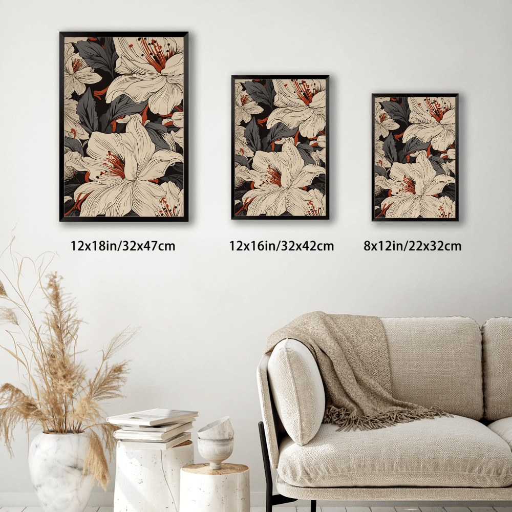 Floral Creative Pattern Design,Vertical Framed Simple Decorative Canvas Painting