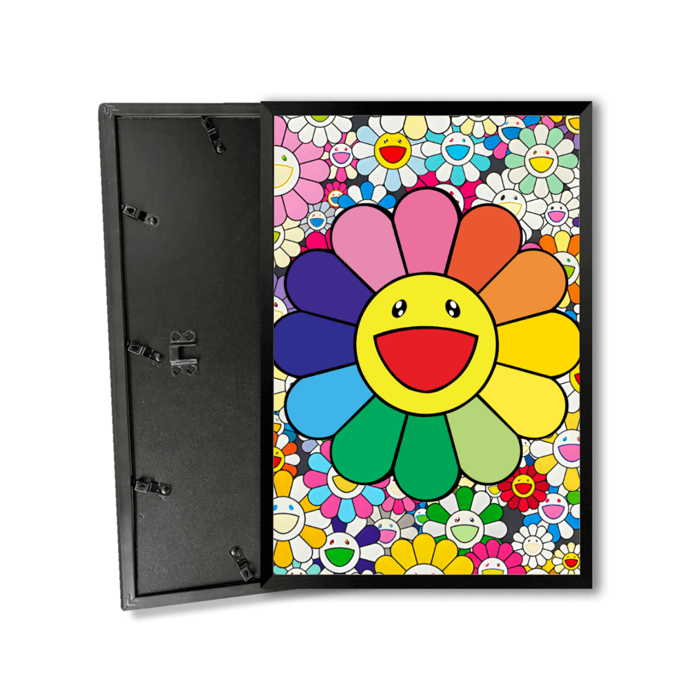 Smiley Sunflower Funny Creative,Vertical Framed Simple Decorative Canvas Painting