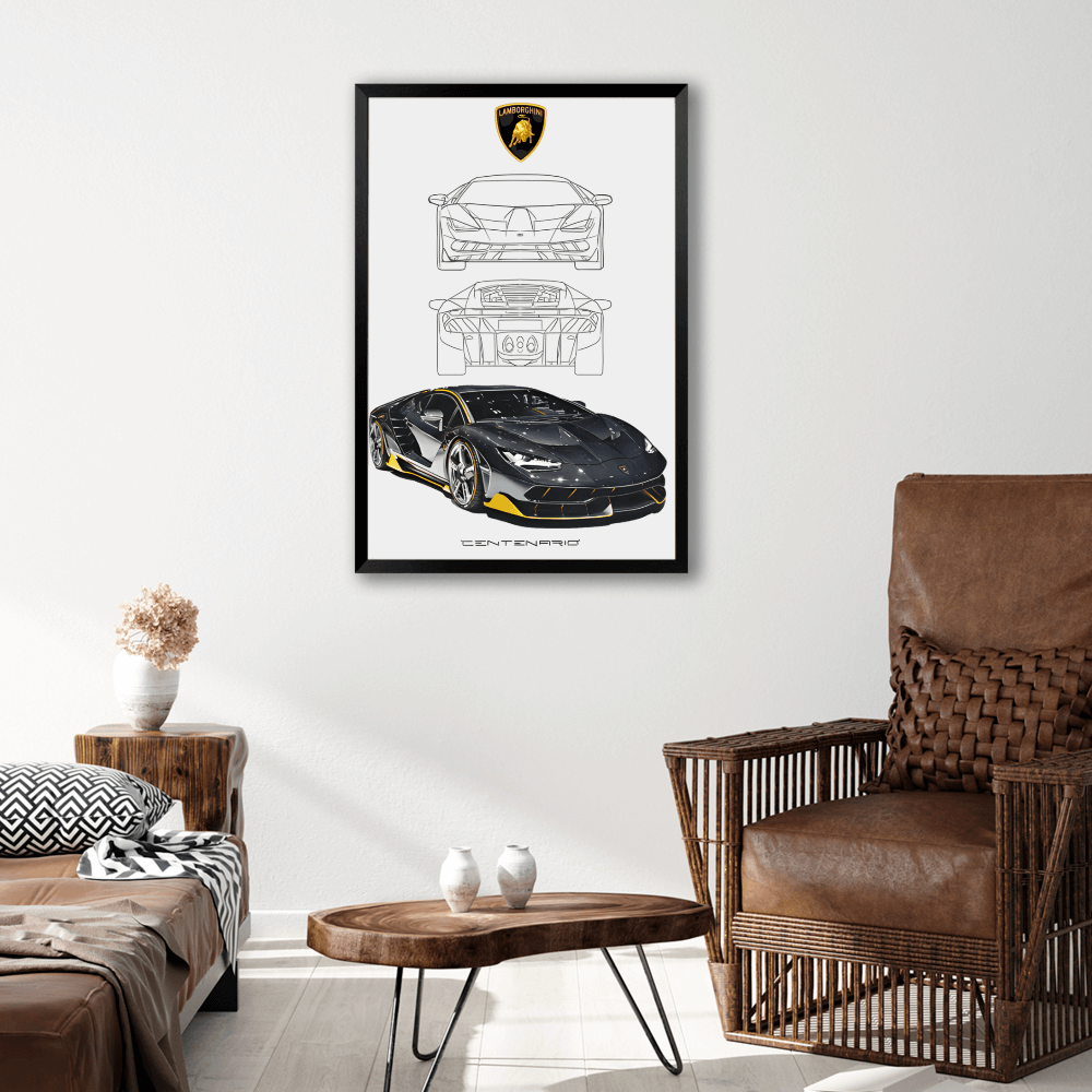 Car Model Creative Design,Vertical Framed Simple Decorative Canvas Painting