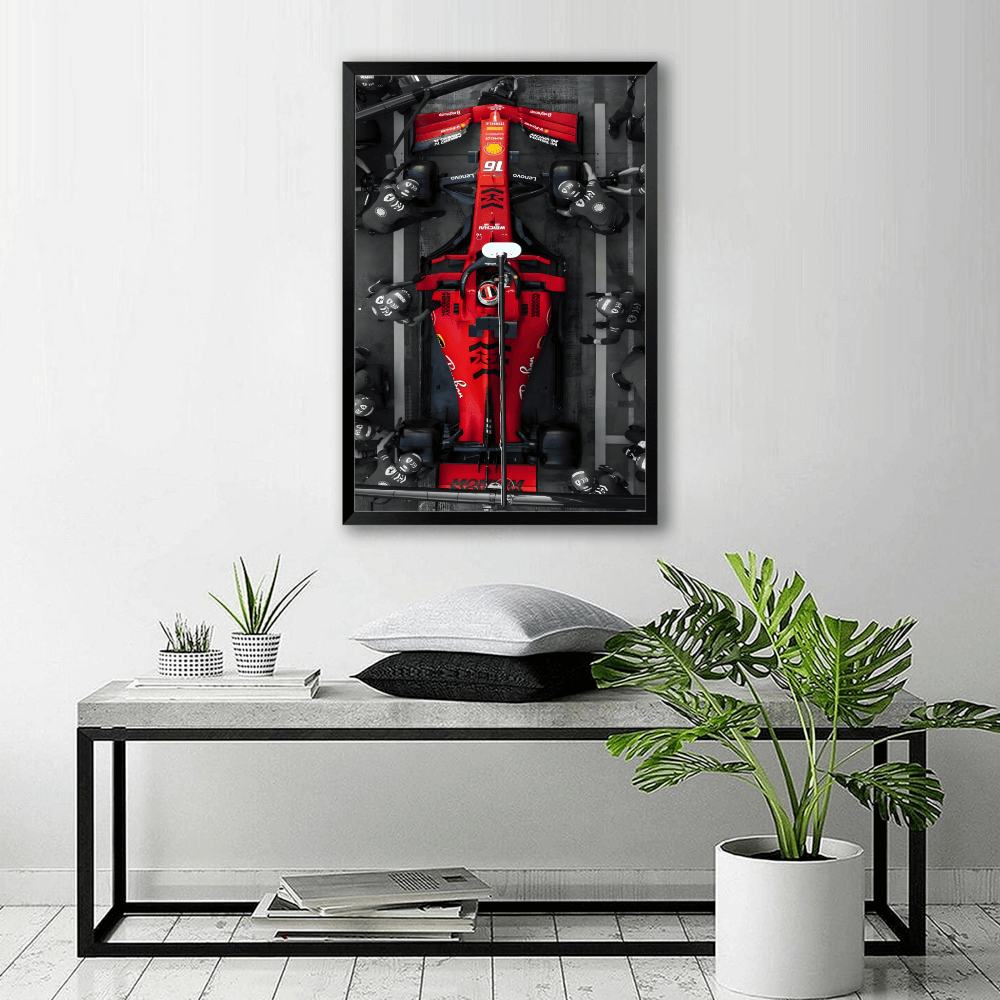 Racing Car Pattern Creative Design,Vertical Framed Simple Decorative Canvas Painting