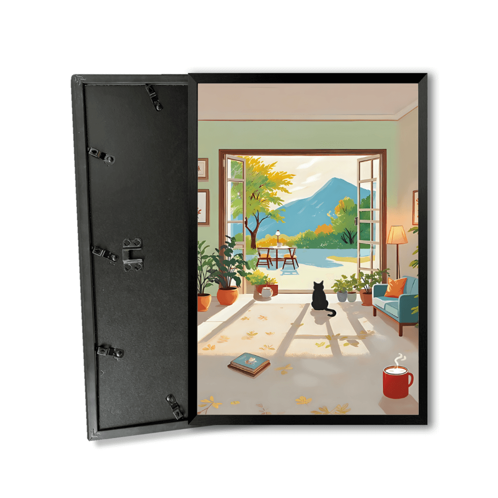 Outdoor Scenery Illustration,Vertical Framed Simple Decorative Canvas Painting
