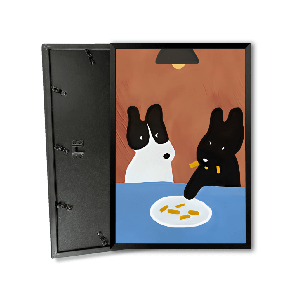 Cute Animal Creative Illustrations,Vertical Framed Simple Decorative Canvas Painting