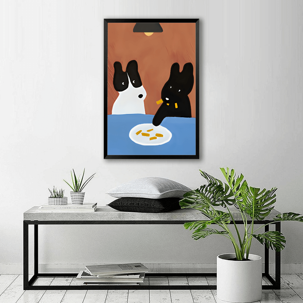 Cute Animal Creative Illustrations,Vertical Framed Simple Decorative Canvas Painting