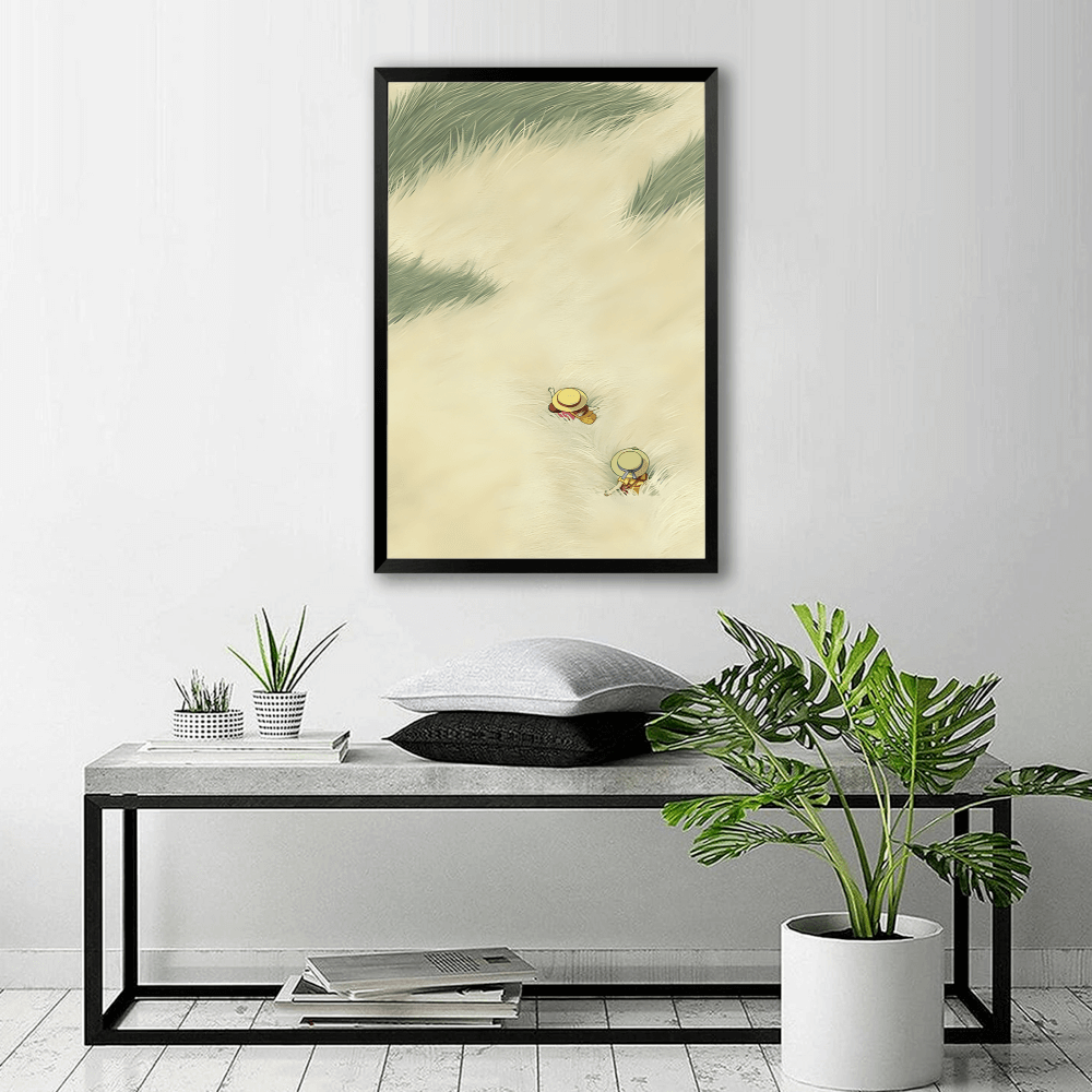 Wheat Field Creative Illustration，Vertical Framed Simple Decorative Canvas Painting