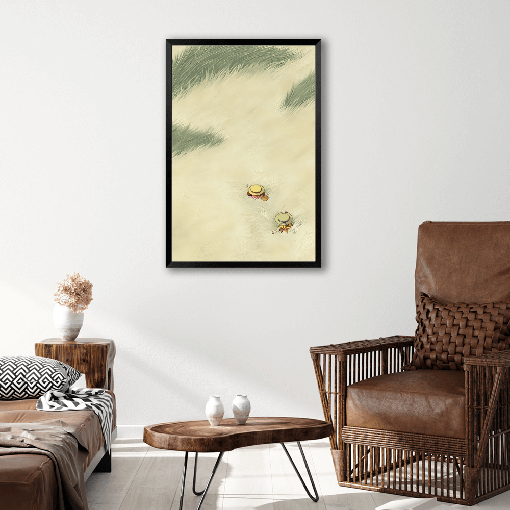 Wheat Field Creative Illustration，Vertical Framed Simple Decorative Canvas Painting