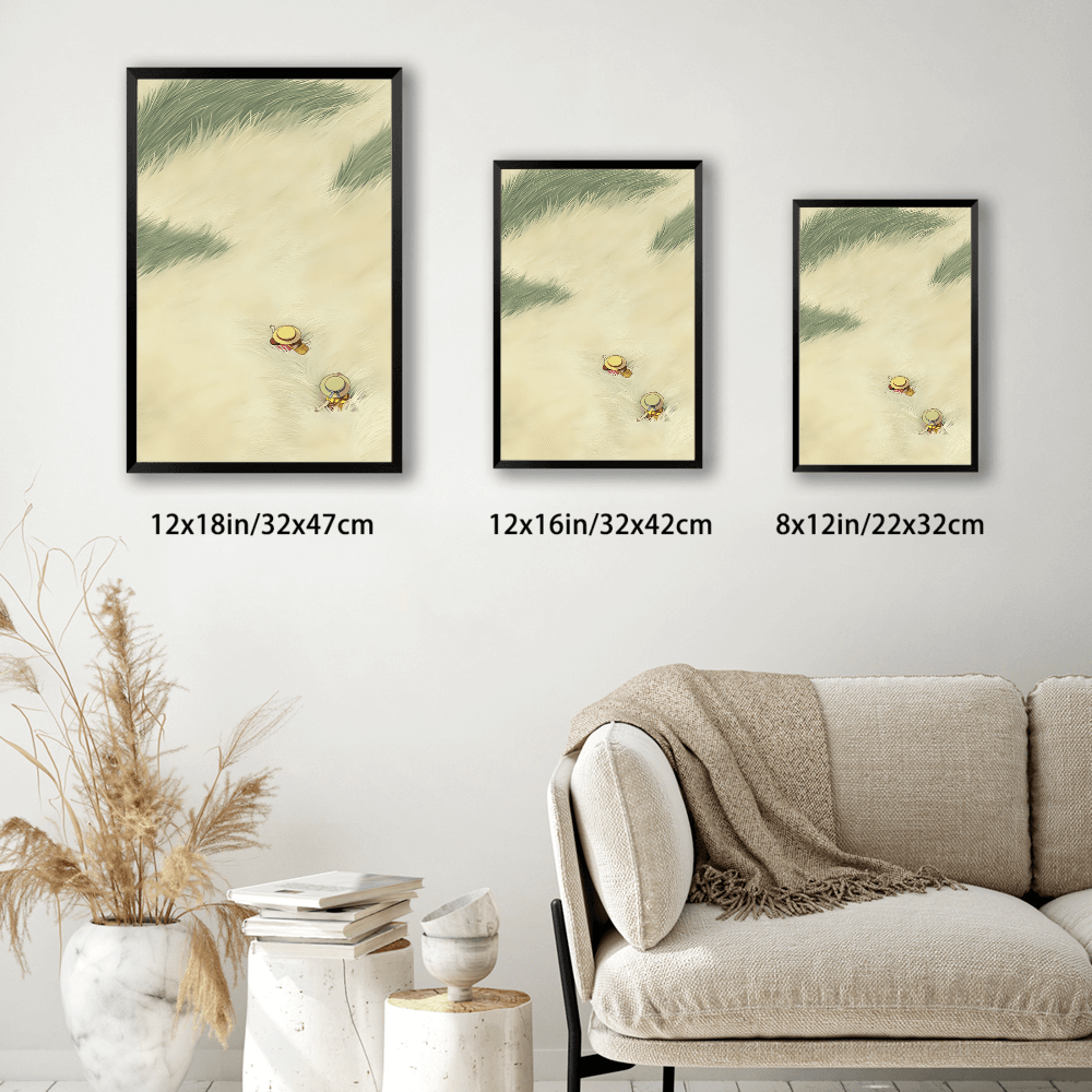 Wheat Field Creative Illustration，Vertical Framed Simple Decorative Canvas Painting