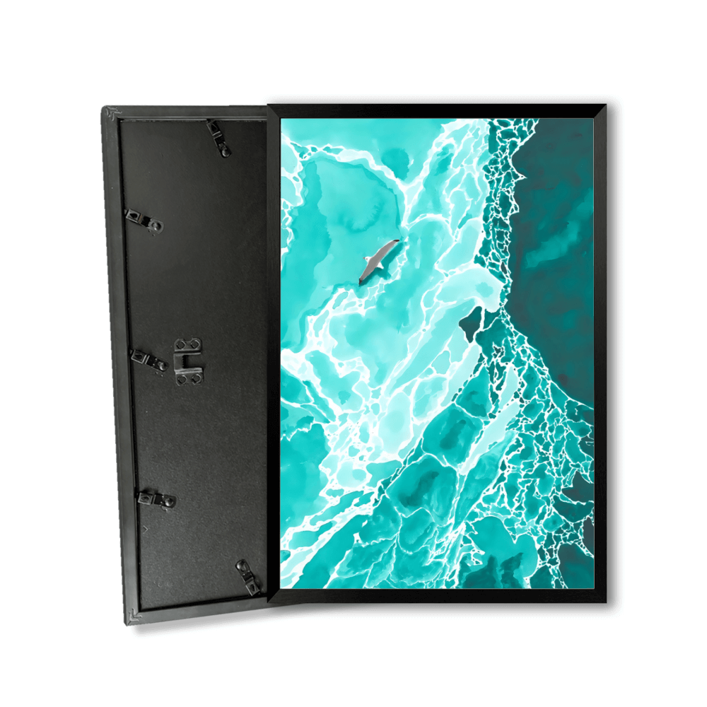 Ocean Waves Creative Illustration，Vertical Framed Simple Decorative Canvas Painting