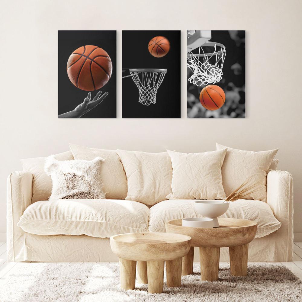 Shooting, Basketball Creative Design,Triple Frameless Canvas Painting