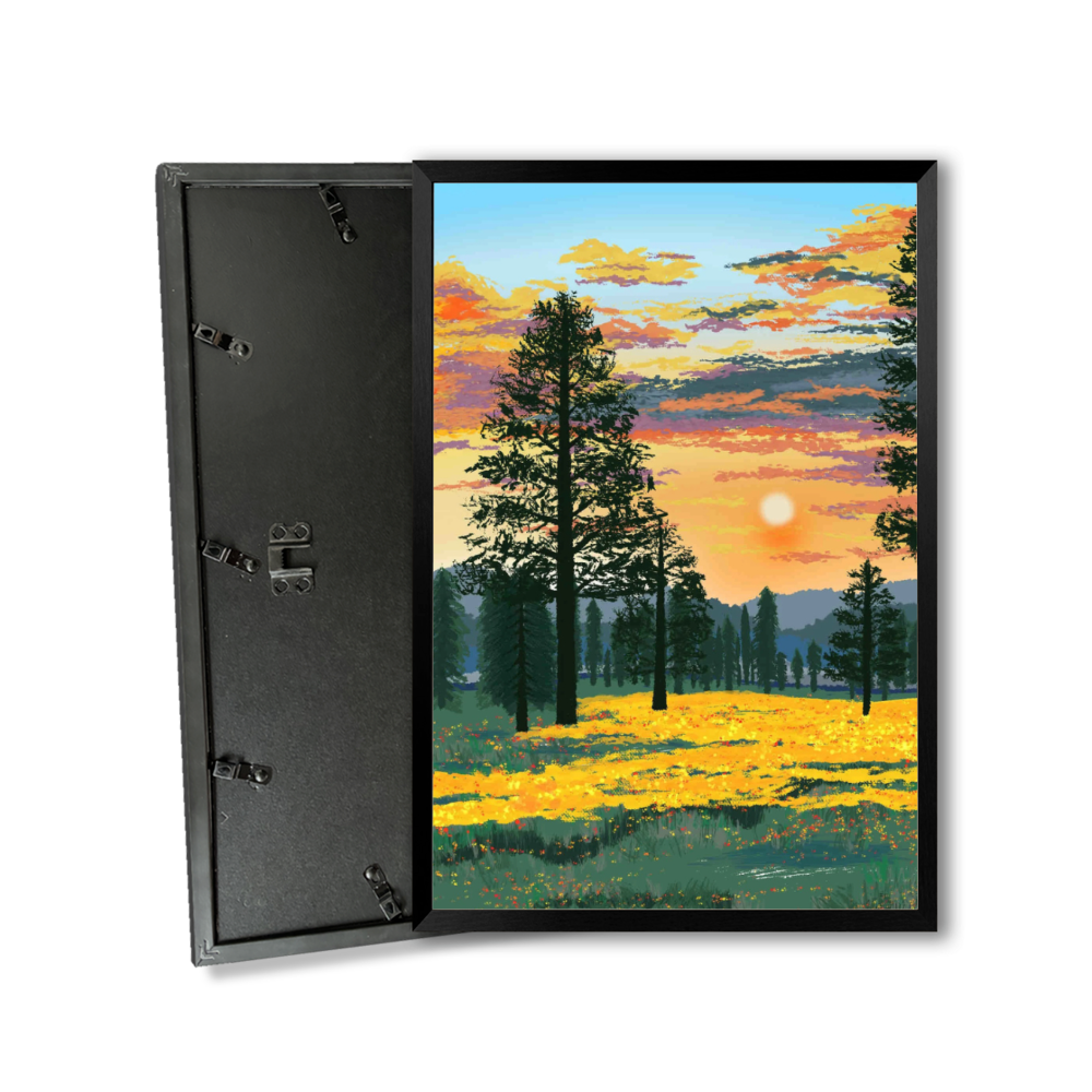 Illustration, Landscape, Creative Patterns,Vertical Framed Simple Decorative Canvas Painting