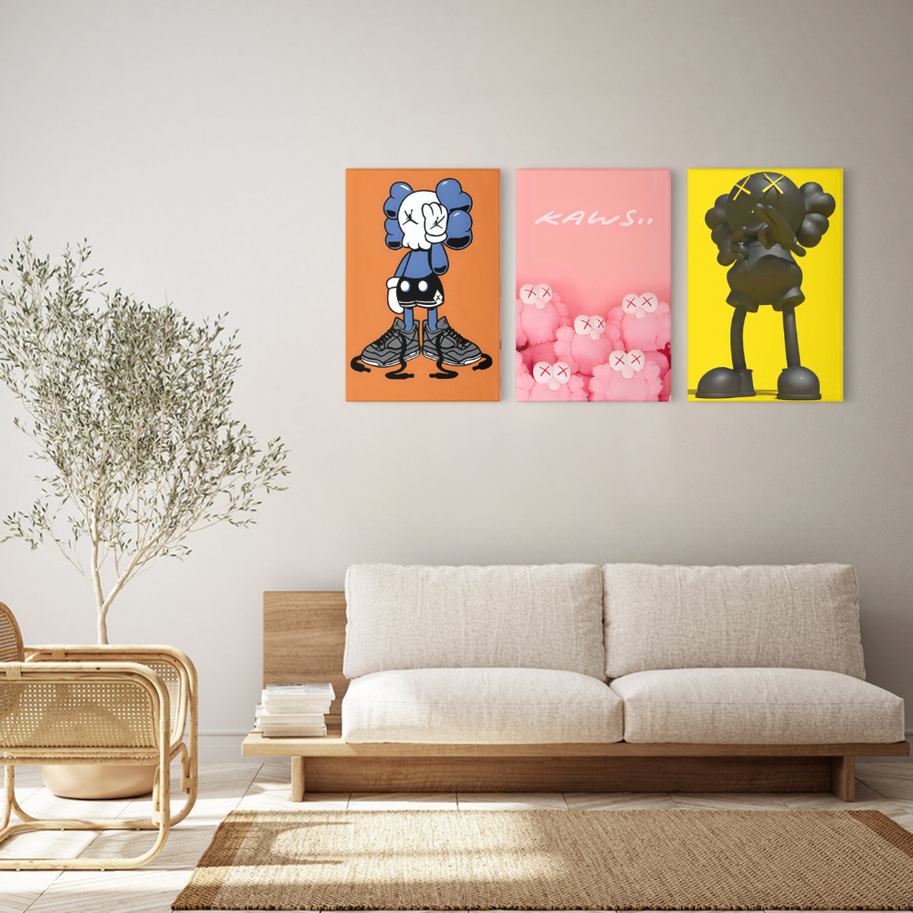 Sesame Street Trendy Brand Creative Pattern,Triple Frameless Canvas Painting