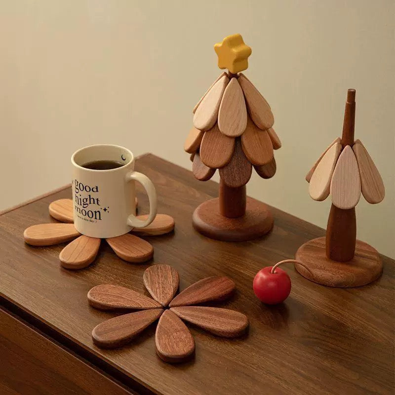 Foldable Wooden Christmas Tree Coaster