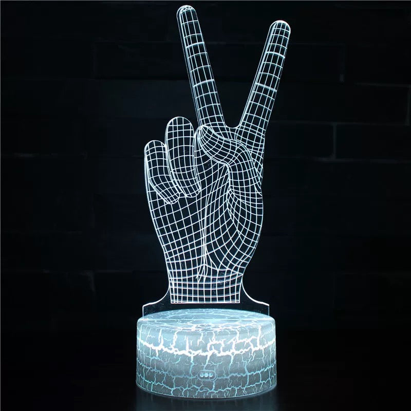 Victory Gesture-Shaped LED Night Light USB Powered, Color-Changing Touch Control Desk Lamp