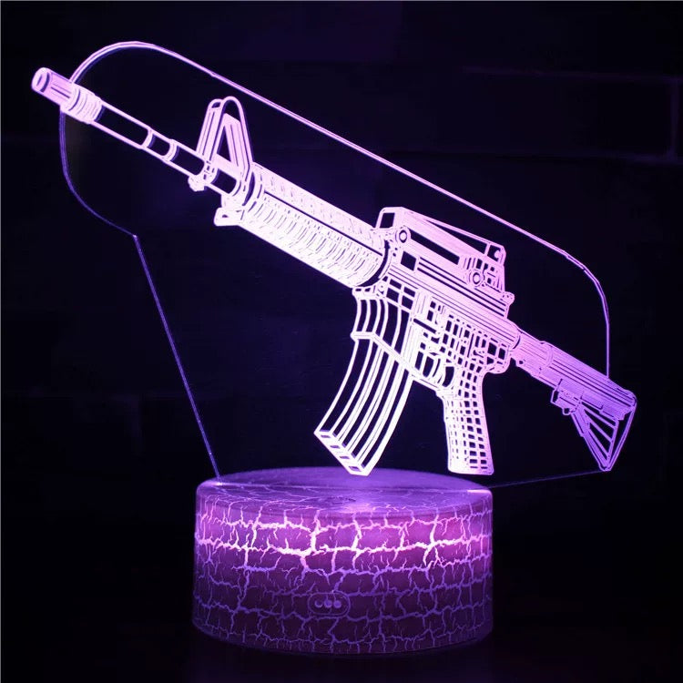 3D Gun-Shaped LED Night Light USB Powered, Color-Changing Touch Control Desk Lamp