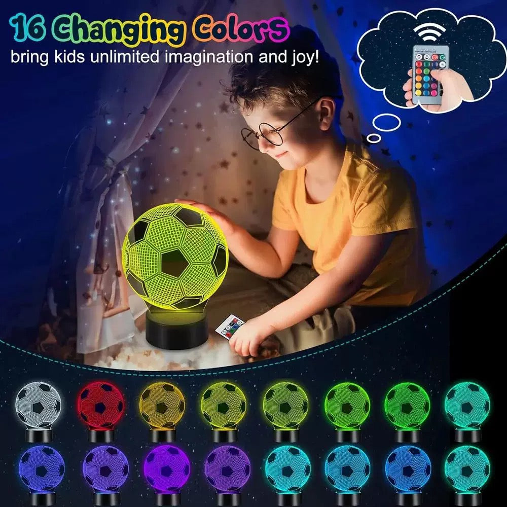 3D Football-Shaped LED Night Light USB Powered, Color-Changing Touch Control Desk Lamp