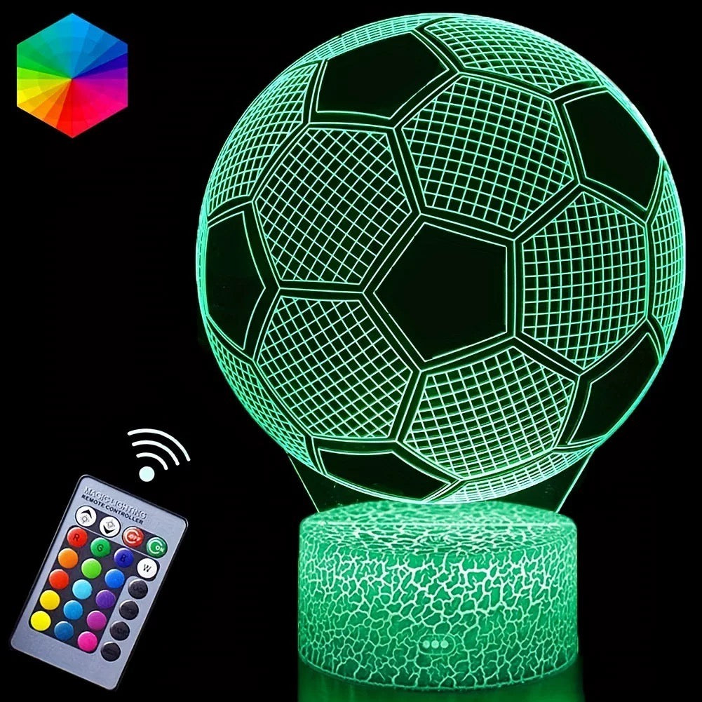 3D Football-Shaped LED Night Light USB Powered, Color-Changing Touch Control Desk Lamp