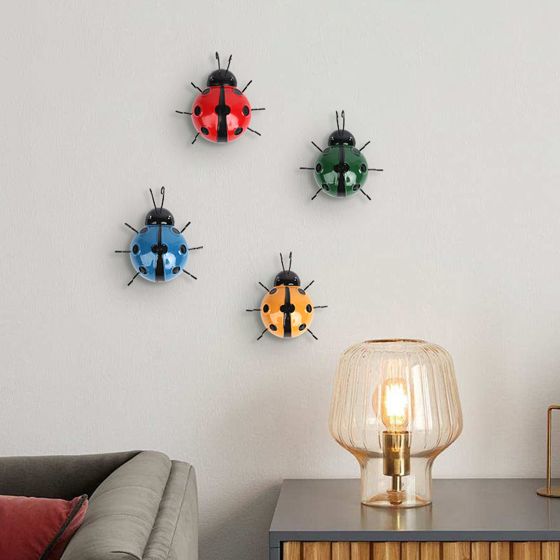 Metal Ladybug Wall Decor – Colorful Iron Garden and Home Decoration Art Craft